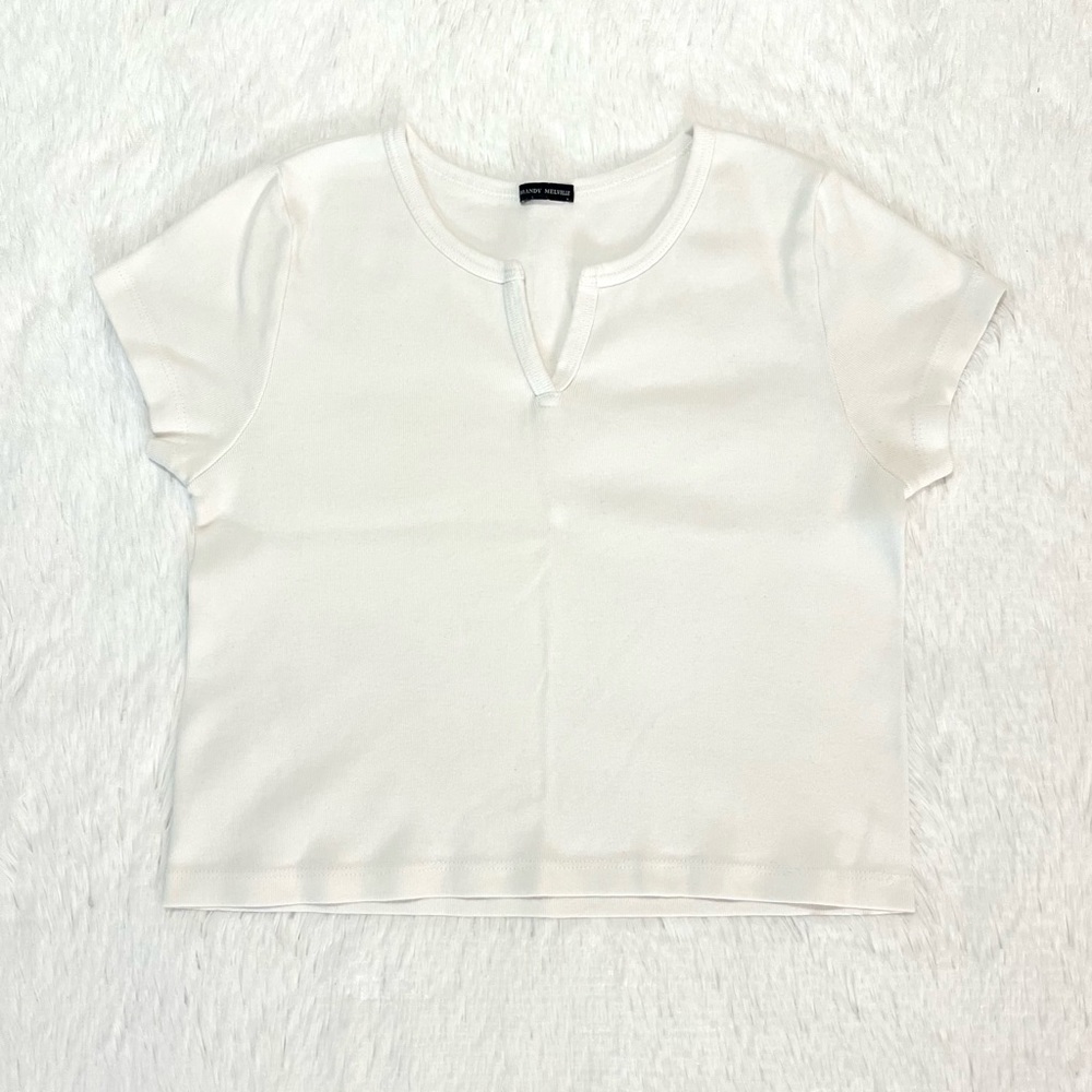 White Notch Cropped Shirt